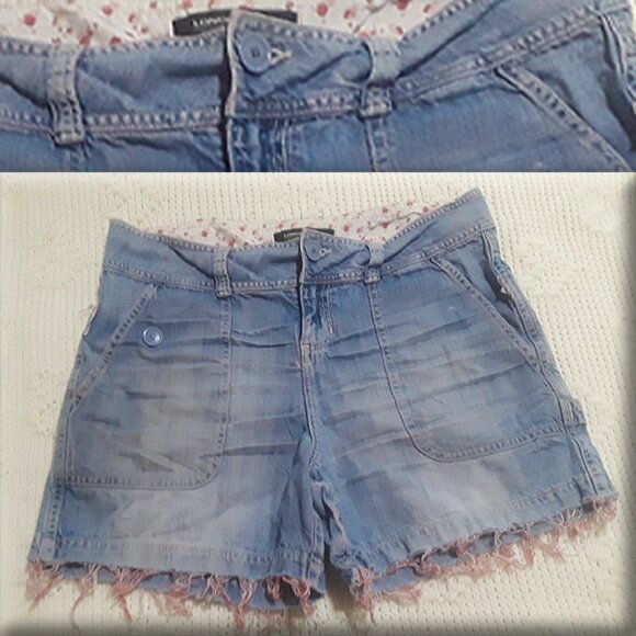 London Jean Denim Jean Shorts Cutoffs W/Pink Thread SZ-10 (T-395) - Picture 1 of 8